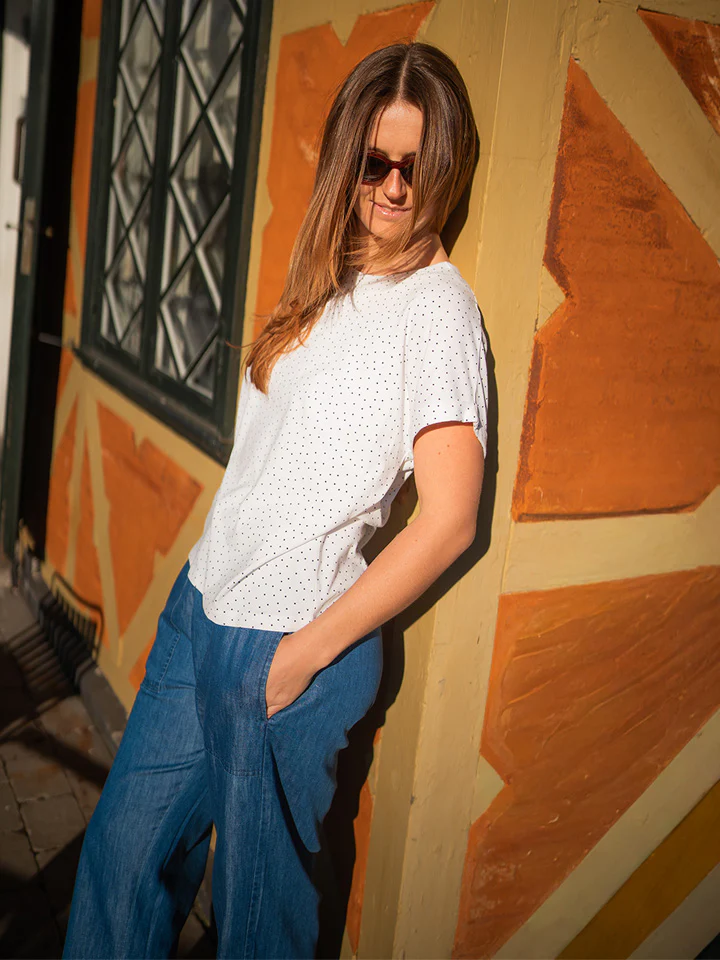 Fabrin Bamboo Dot Loose Fit Tee 26, W - Dame T-Shirt - Image 3